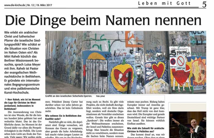 'Leben mit Gott' newspaper features Rev. Dr. Mitri Raheb 