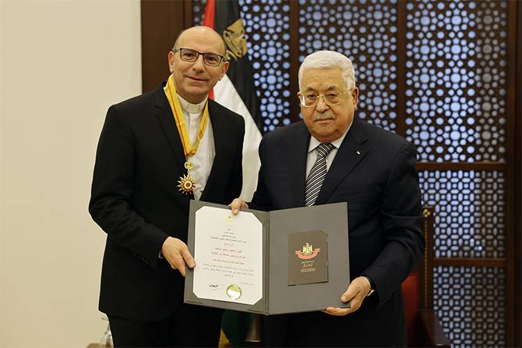 The President of Palestine Awards Rev. Prof. Dr. Mitri Raheb The Star of Bethlehem of The Order of Bethlehem